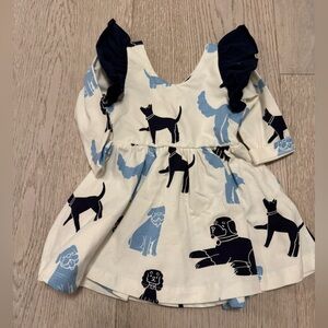 Adorable Monica + Andy Dog Print Dress with Ruffle Sleeves + two onesies